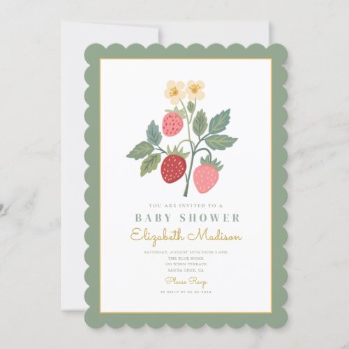 Strawberry Bouquet Blossom Baby Shower  Invitation