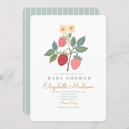 Strawberry Bouquet Blossom Baby Shower Invitation