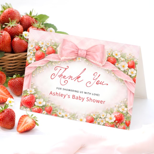 Strawberry Bow Baby Shower Thank You (Creator Uploaded)