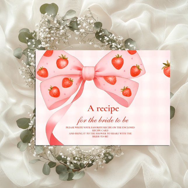 Strawberry Bow Bridal Shower Enclosure Card (Creator Uploaded)