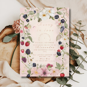 Strawberry Bow Bridal Shower Invitation Foil Invitation