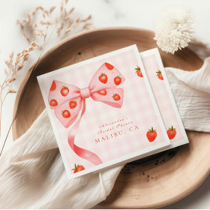Strawberry Bow Bridal Shower Napkins