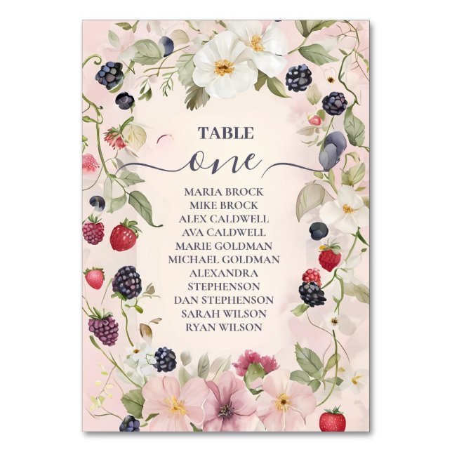Strawberry Bow Bridal Shower Table Number (Front)