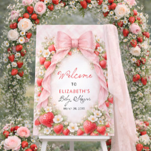 Strawberry Bow Coquette Baby Shower Welcome  Foam Board