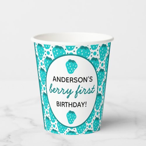 Strawberry Boy First Birthday Party Paper Cups