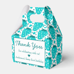 Strawberry Boy First Birthday Party Thank You Favor Boxes