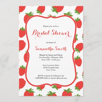 Strawberry Bridal Shower Invitation by prettypicture at Zazzle