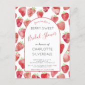 Strawberry Bridal Shower Invitation Postcard (Front)