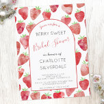 Strawberry Bridal Shower Invitation Postcard<br><div class="desc">Cute and modern watercolor strawberry berry sweet bridal shower invitation. Back features matching text and more strawberries for an extra helping of cuteness. Customise the text to suit your celebration. Original art by Nic Squirrell</div>