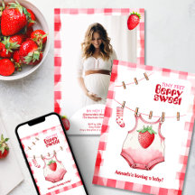 Strawberry Bridal Shower Pink Red Gingham Sweet