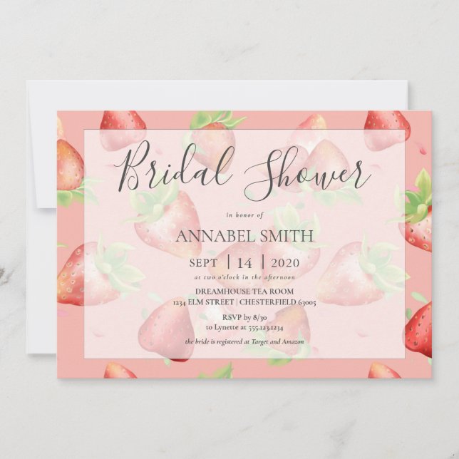 Strawberry Bridal Shower Tea Party Invitation (Front)
