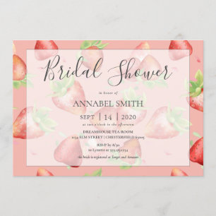 Strawberry Bridal Shower Tea Party Invitation