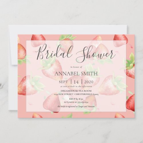Strawberry Bridal Shower Tea Party Invitation