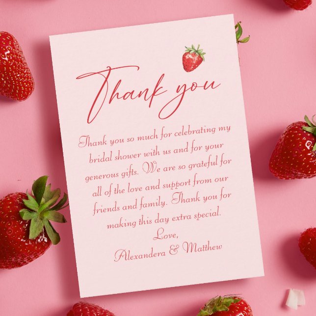 Strawberry Bridal Shower  Thank You Card (Creator Uploaded)