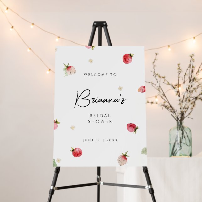 strawberry bridal Shower Welcome Sign, berry Welco Foam Board (In Situ (Stand))