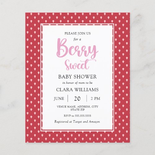 Strawberry Budget Baby Shower Invitation