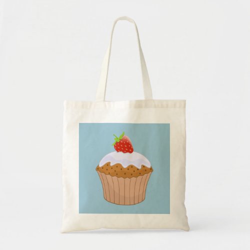 Strawberry Bun on Blue Cute Tote Bag