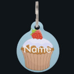 Strawberry Bun Pet Tag<br><div class="desc">Delicious strawberry iced buns with a strawberry on top.</div>