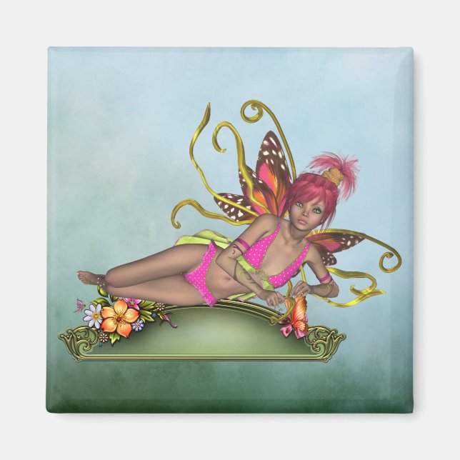 Strawberry Butterfly Fairy Magnet (Front)