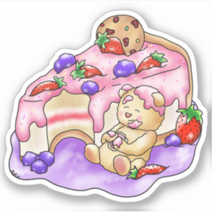 Strawberry Cake Berry Dessert Bear Sticker