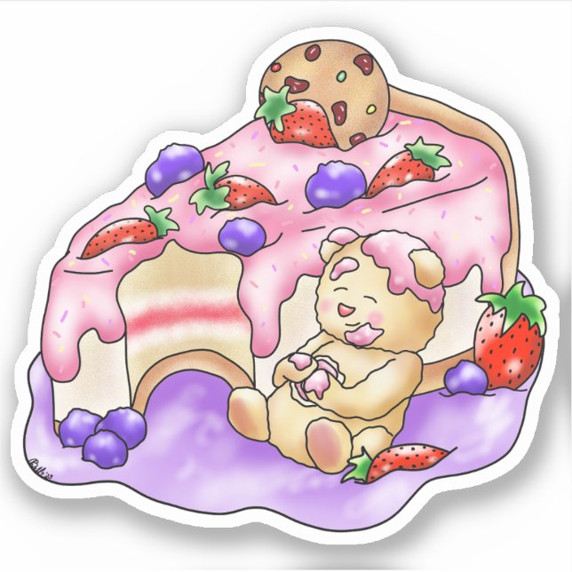 Strawberry Cake Berry Dessert Bear | Sticker (Front)
