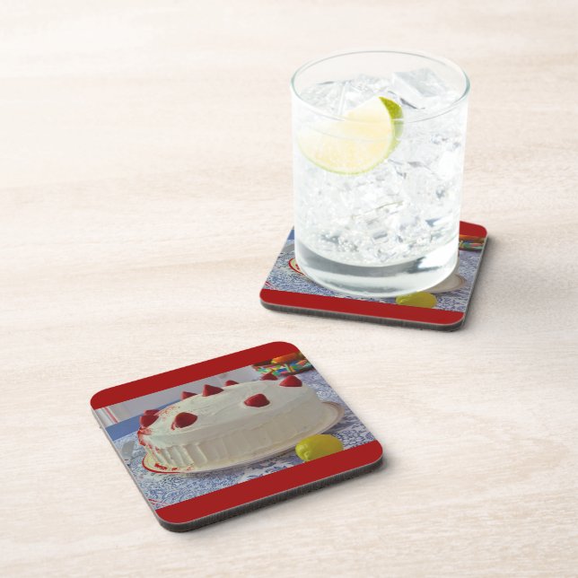 Strawberry Cake Beverage Coaster (Right Side)