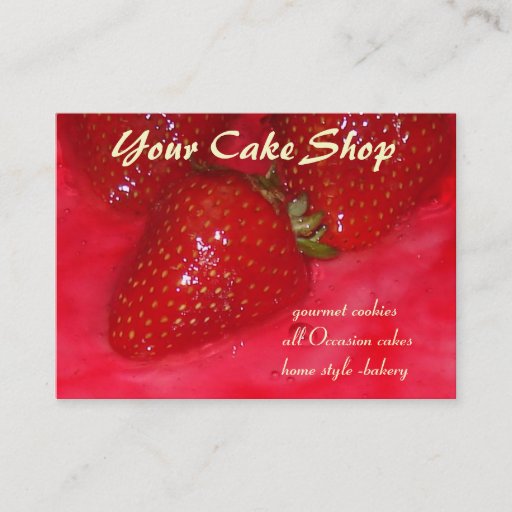 Customizable strawberry cake business card templates