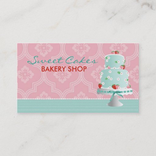 Customizable Strawberry Cake Business Card 2