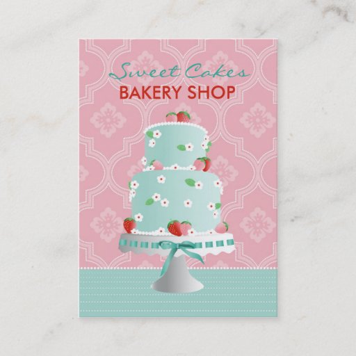Customizable Strawberry Cake Business Card C