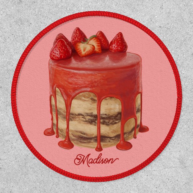Strawberry Cake custom name Patch (Front)