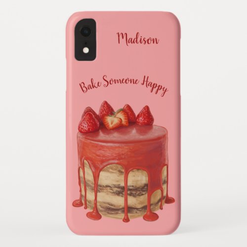 Strawberry Cake custom name  text phone cases