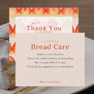 Strawberry Cake Layer Bread Care Instructions Thank You Card