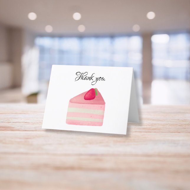 Strawberry cake  letterpress thank you card (Creator Uploaded)