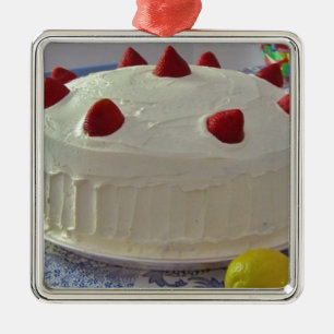 Strawberry Cake Metal Ornament