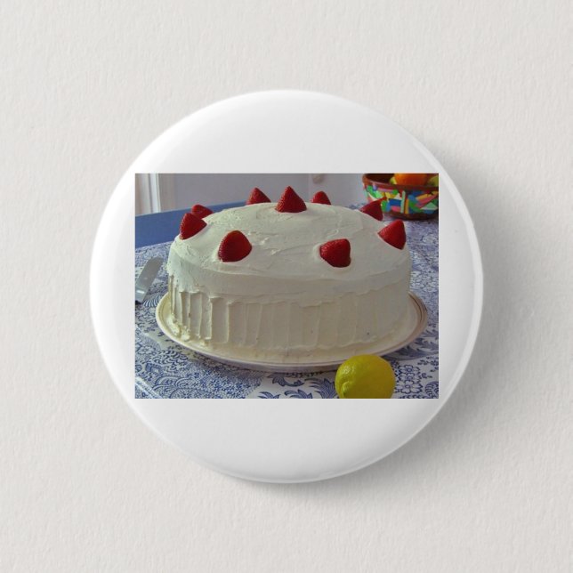 Strawberry Cake Pinback Button (Front)