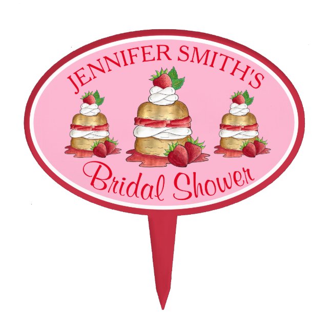 Strawberry Cake Shortcake Bridal Shower Birthday Cake Topper (Front)