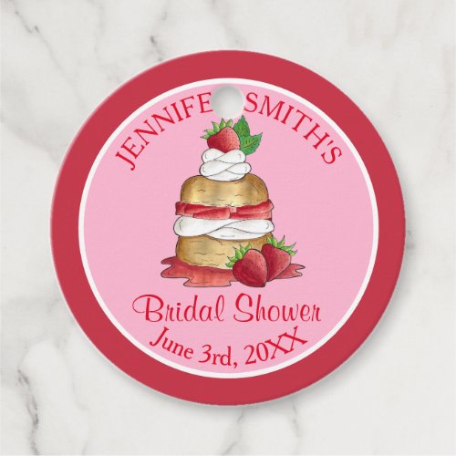 Strawberry Cake Shortcake Bridal Shower Birthday Favor Tags