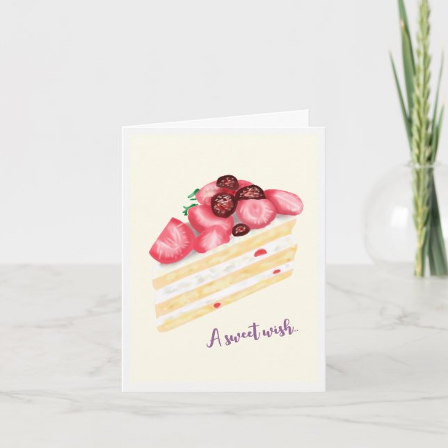 Strawberry Cake Slice Birthday Card (Front)