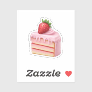 Strawberry Cake Slice Emoji – Sweet Dessert Art Sticker