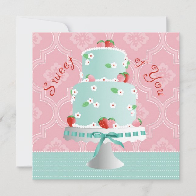 Strawberry Cake Thank You Card (Front)