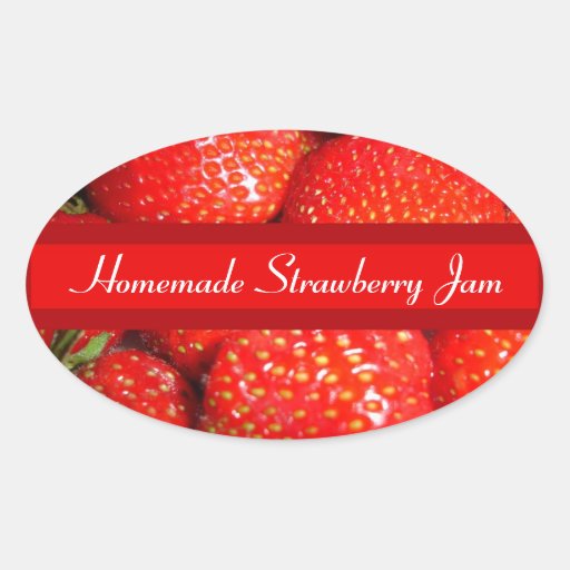 Strawberry Canning Label Oval Sticker | Zazzle