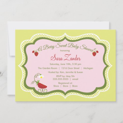 Strawberry Carriage Baby Shower Invitation