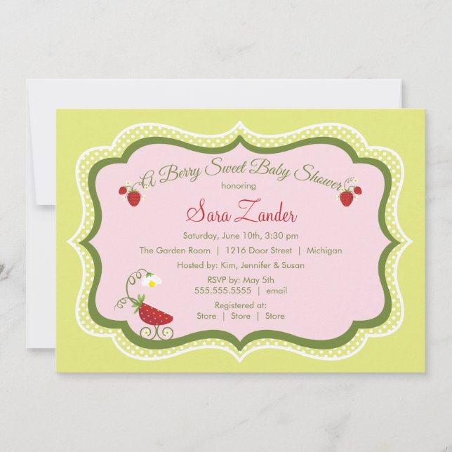 Strawberry Carriage Baby Shower Invitation (Front)