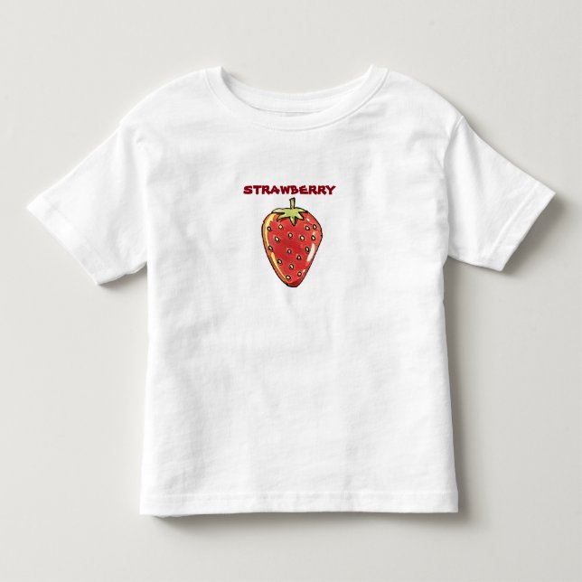 strawberry cartoon style illustration toddler t-shirt (Front)