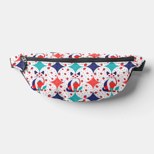Strawberry Cat blue and red Fanny Pack