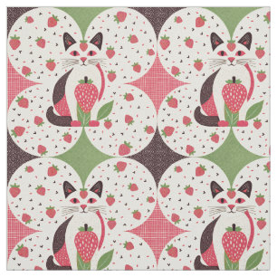 Strawberry Cat  Fabric