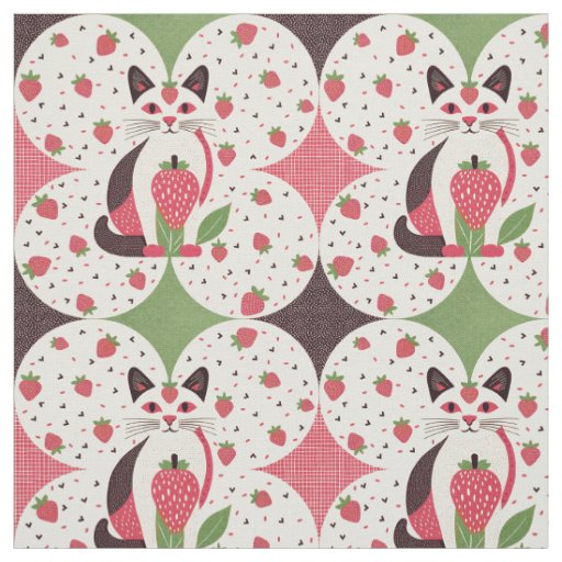 Strawberry Cat  Fabric