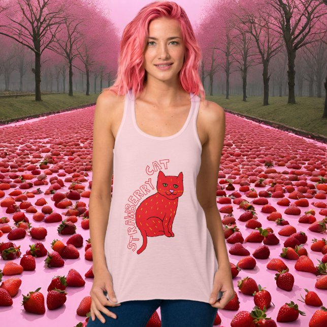 Strawberry cat pink cats cute stylish T-Shirt Tank Top (Creator Uploaded)
