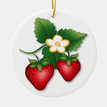 Strawberry Ceramic Ornament by pomegranate_gallery at Zazzle
