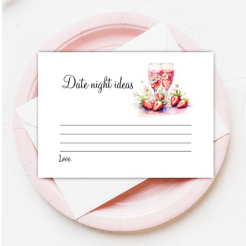 Strawberry Champagne Bridal Shower Date Game  Enclosure Card